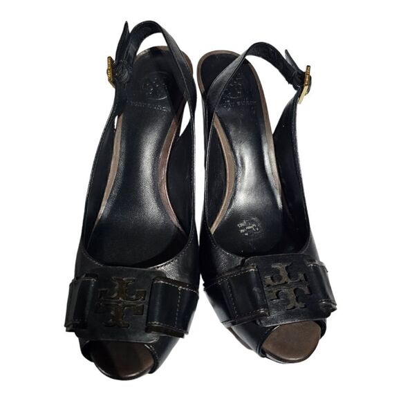 TORY BURCH Peep Toe Slingback Heels - Size 9 - Picture 2 of 9